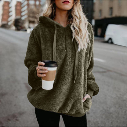 Women's Oversized Sherpa Fleece Hoodie Pullover Cozy
