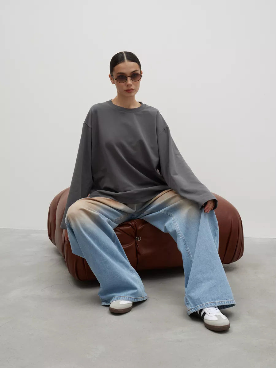 Heavyweight Cotton Long Sleeve Crewneck Oversized T Shirt