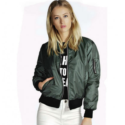 Womens Bomber Jacket Zip Up Lightweight Casual Outerwear