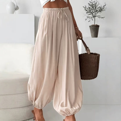 Women's Boho Drawstring Elastic Waist Harem Pants