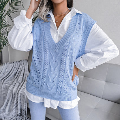 Knit Sweater Vest Women | V Neck Cable Knit Pullover