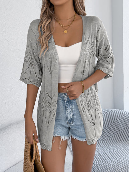 Women's Crochet Duster Cardigan Open Front Half Sleeve