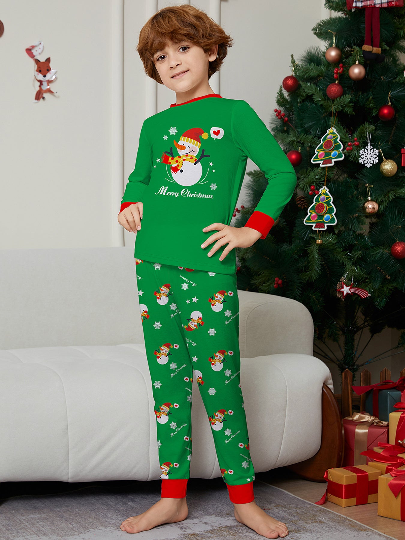 Christmas Snowman Snowflake Letter Parent-child Outfit Print Christmas Loungewear Sleep