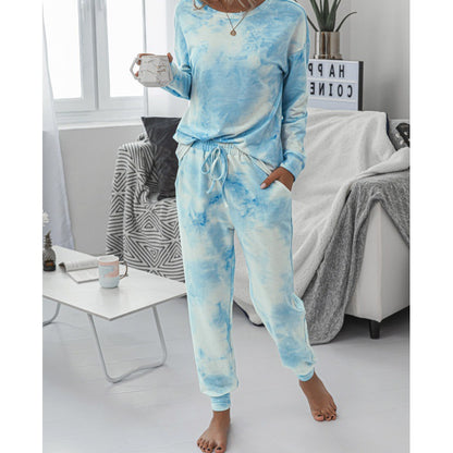 Tie Dye Lounge Set Women Long Sleeve Joggers Two Piece