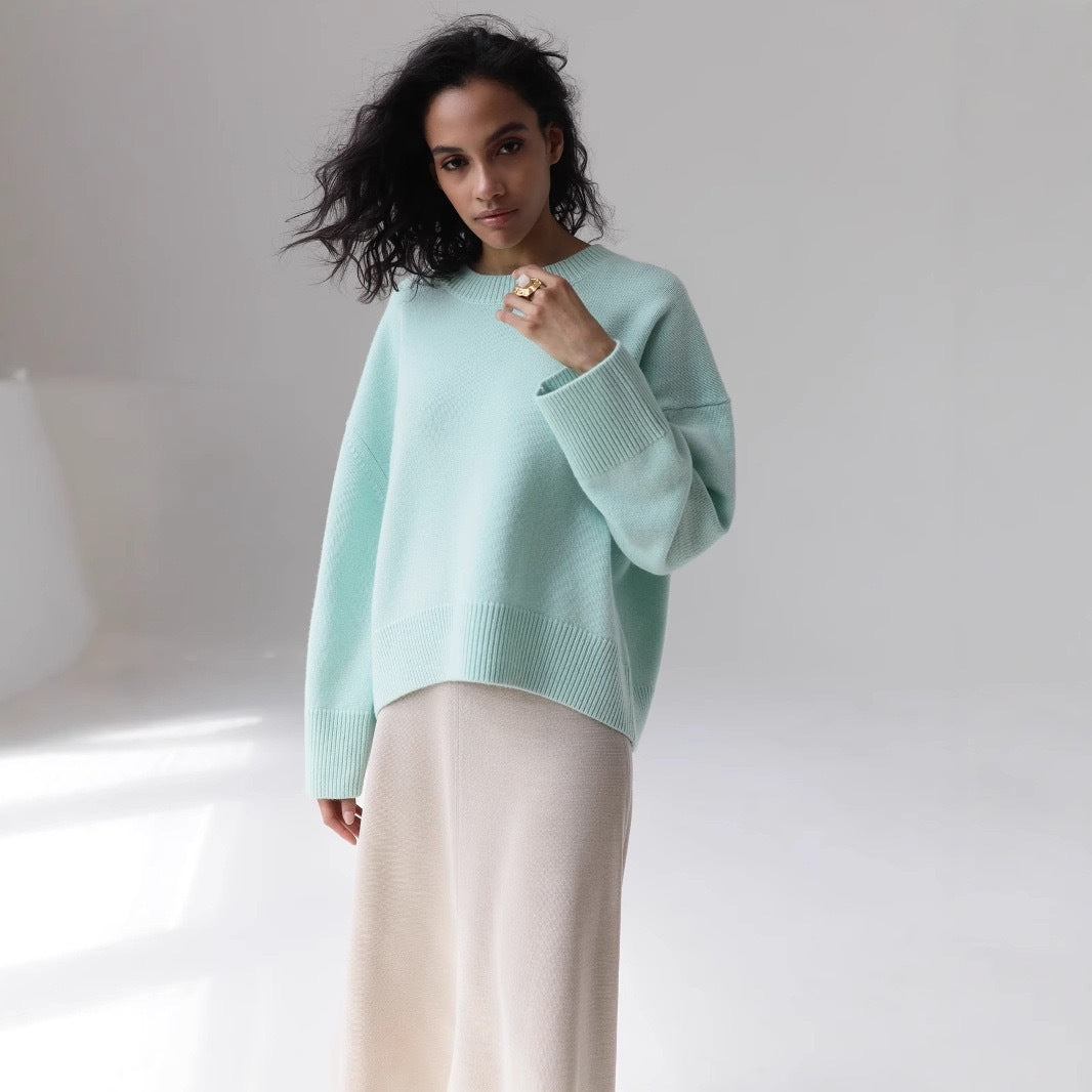 Women's Oversized Crew Neck Cozy Pullover Sweater