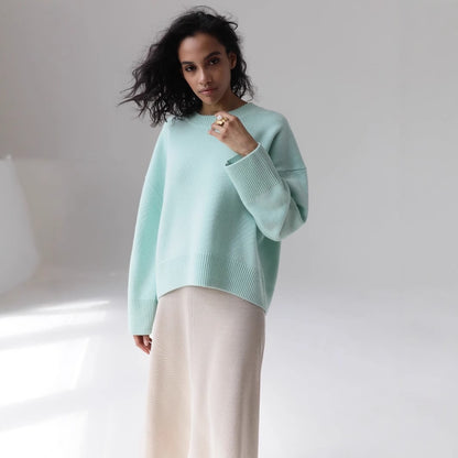 Women's Oversized Crew Neck Cozy Pullover Sweater