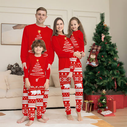 Parent-child Outfit Crew Neck Long-sleeved Suit Printed Christmas Pajamas