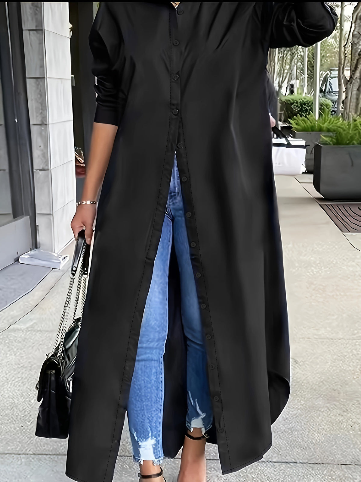 Plus Size Maxi Shirt Dress Button Down Long Sleeve