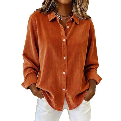 Women's Corduroy Long Sleeve Button Down Shirt