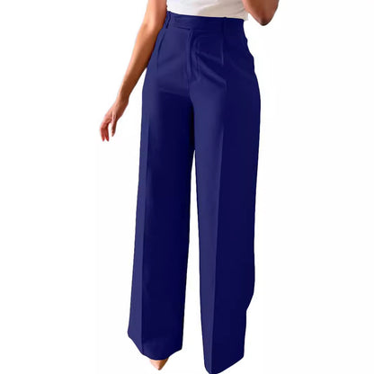 Women's High Waisted Pleated Straight Leg Dress Pants