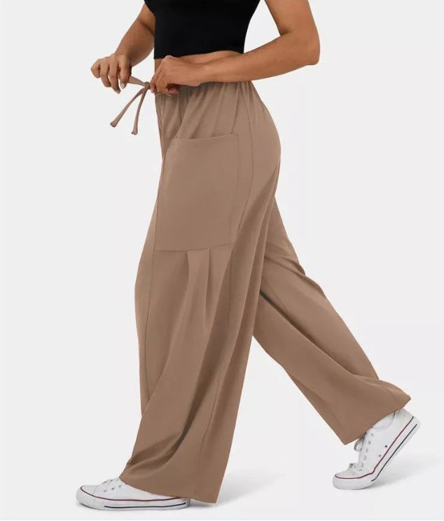 High Waist Wide Leg Lounge Pants with Pockets