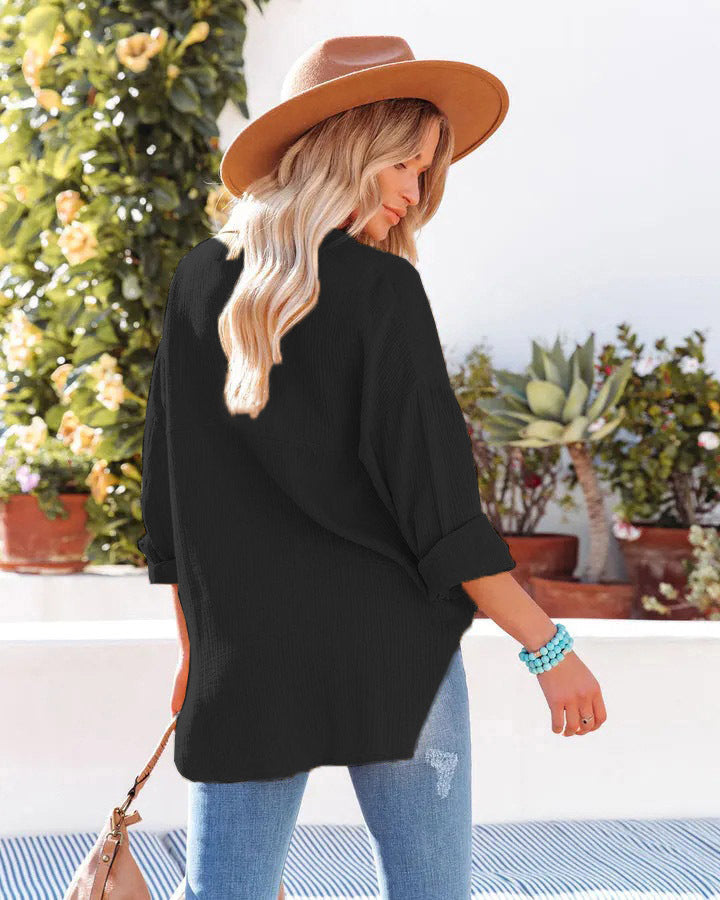 Women's Oversized Batwing Sleeve Button Down Shirt