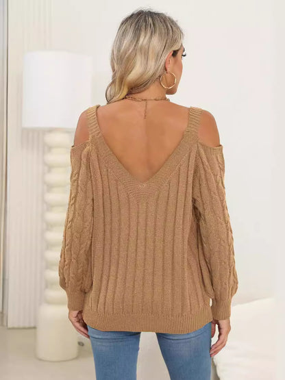 Women's Solid Color Bottoming Shirt Deep V Sexy Off-the-shoulder Loose