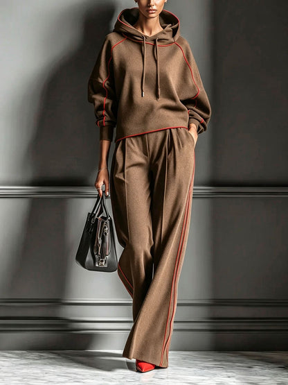 Color Block Oversized Hoodie Pants Matching Set