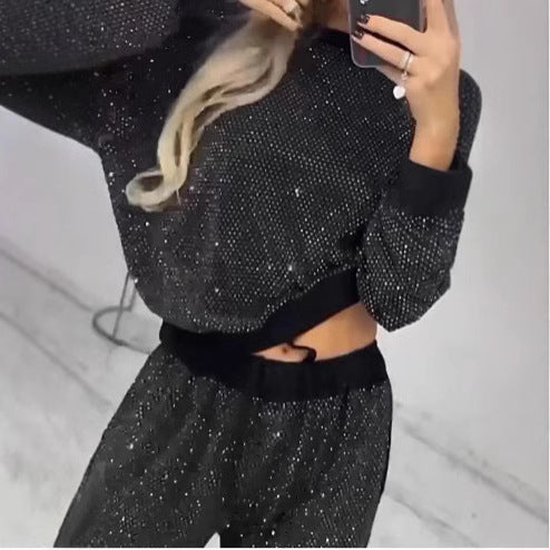 Sequin Oversized Lounge Two Piece Set Wide Leg Pants
