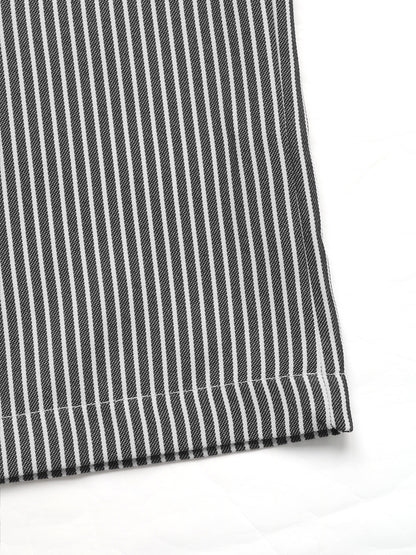 Striped Lace Trim Drawstring Wide Leg Pants