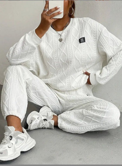 Women's Quilted Sweatsuit Two Piece Jogger Lounge Set