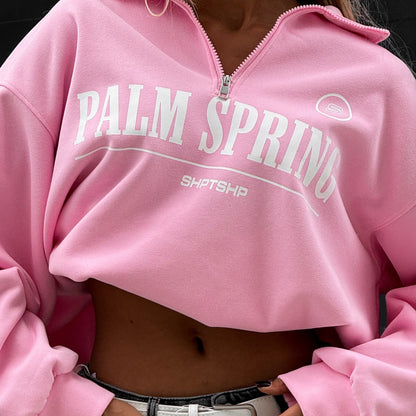 Women's Oversized Quarter Zip Graphic Sweatshirt