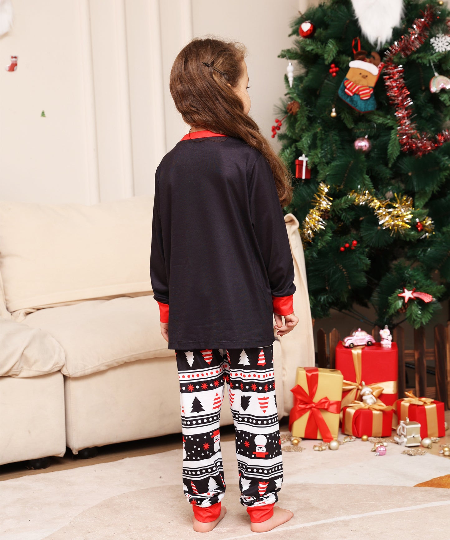 Alphabet Cartoon Snowflake Parent-child Dress Loungewear Christmas Pajamas