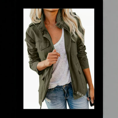 Women's Utility Jacket Zip Up Cargo Pockets Lightweight