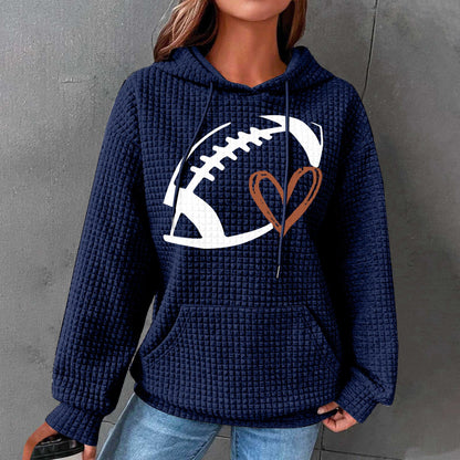 Women's Game Day Football Heart Waffle Hoodie