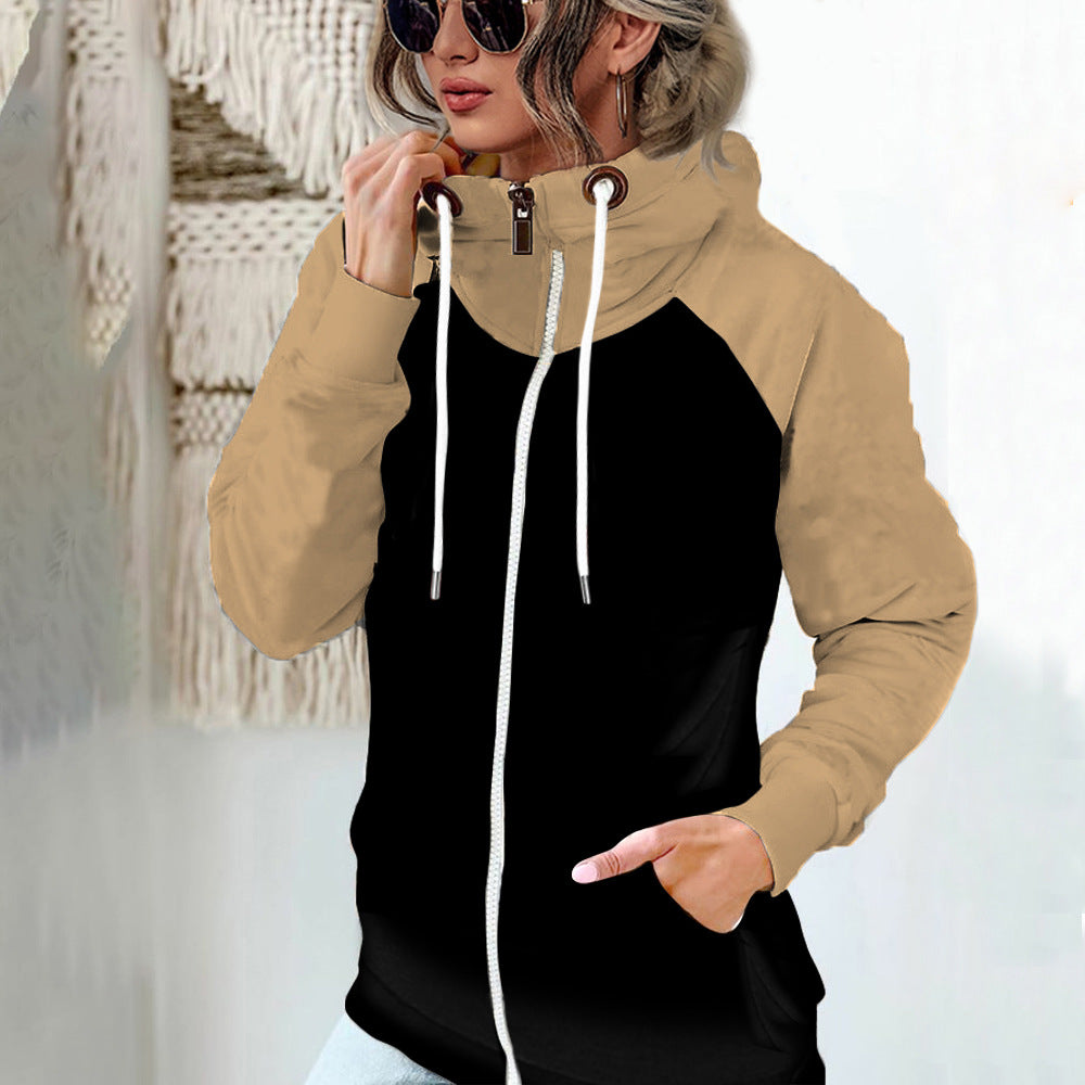 Women's Colorblock Fleece Zip Hoodie Oversized Plus Size