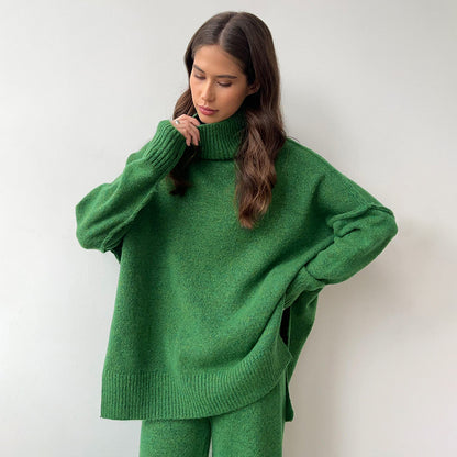 Women's Turtleneck Knit Sweater Set with Pants