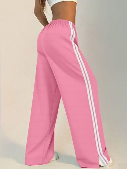 Women High Waist Side Stripe Baggy Wide Leg Sweatpants