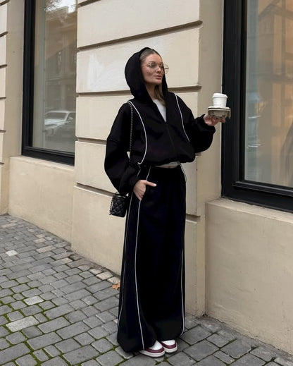 Women's Oversized Zip Hoodie Wide Leg Sweatpants Set