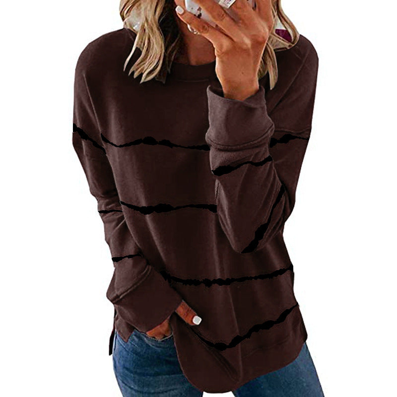 Women's Striped Crewneck Sweatshirt Oversized Casual Top