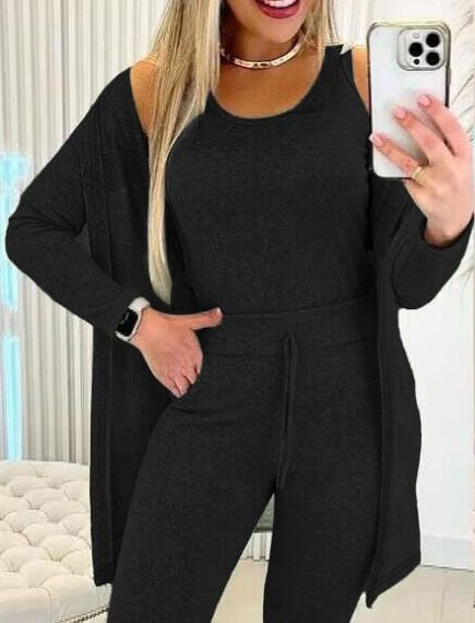Women's 3 Piece Lounge Set Cardigan Pants