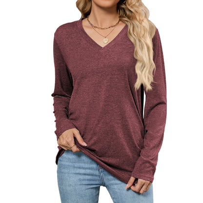 Women's V-Neck Long Sleeve Oversized Tunic Top Shirred