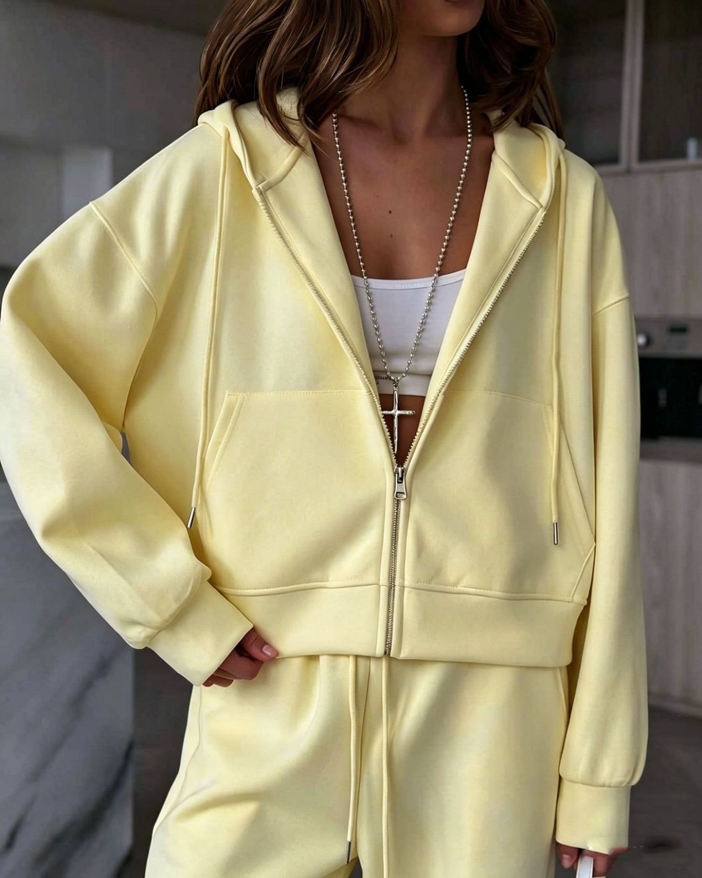 Women’s Zip Up Hoodie & Wide Leg Pants Lounge Set