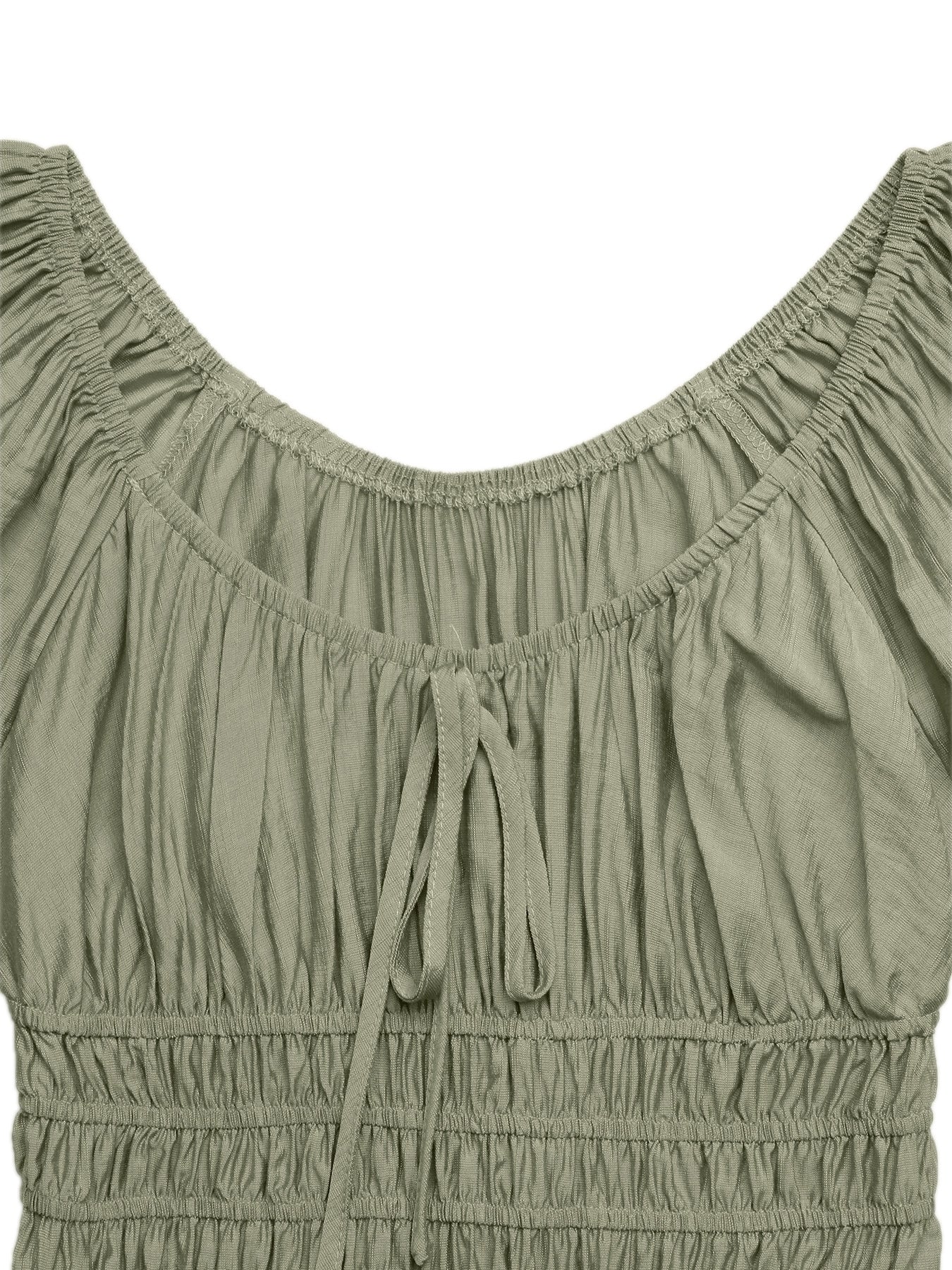 Spring Summer Puff Sleeve Maxi Dress French Elegance