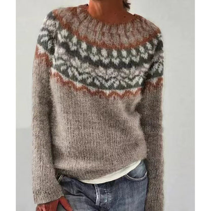 Women's Fair Isle Crewneck Knit Sweater Pullover