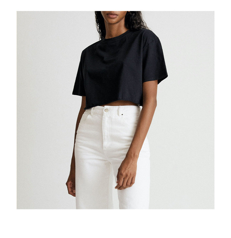 Summer Crop Cotton Tee Women’s Short Sleeve Street Style