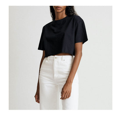 Summer Crop Cotton Tee Women’s Short Sleeve Street Style