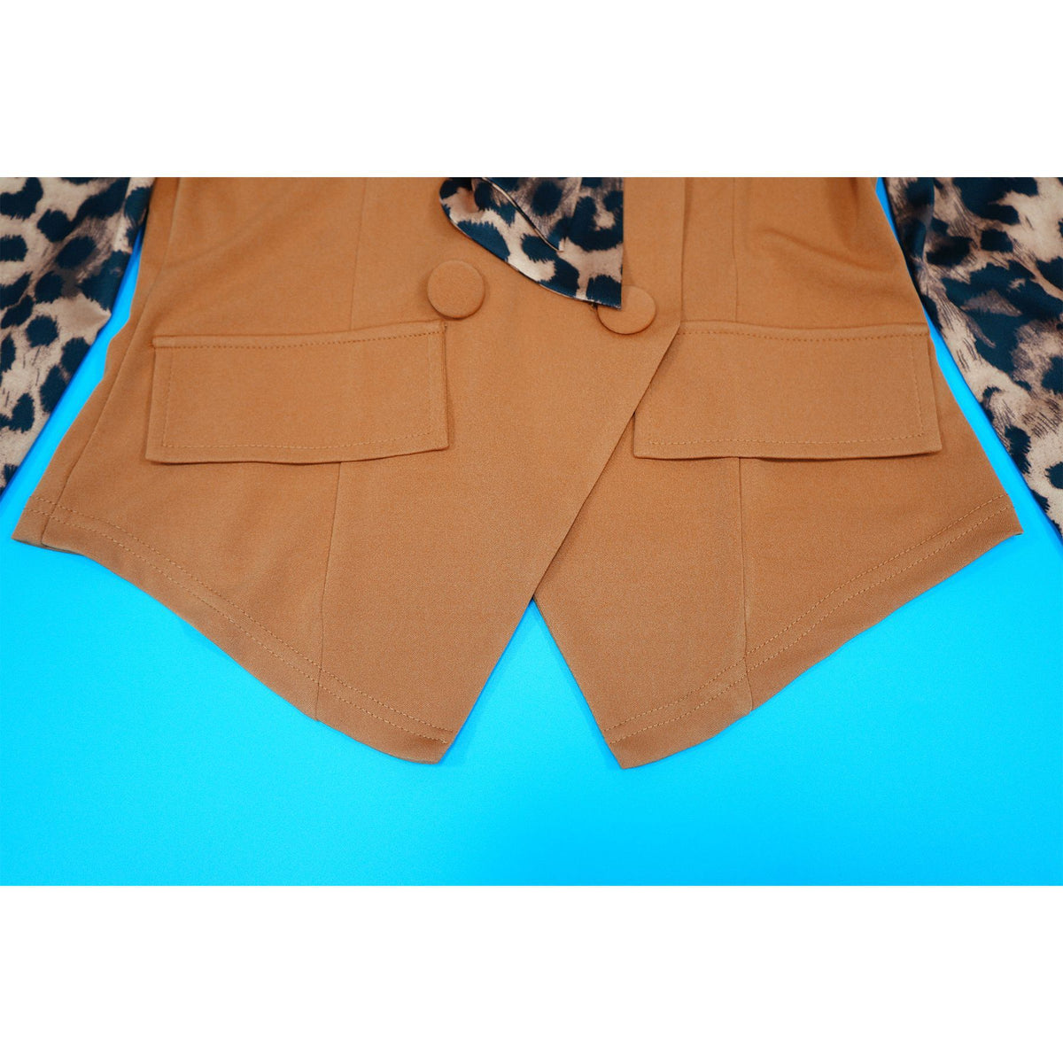 Leopard Print Tie Neck Blouse & Wide Leg Pants Set