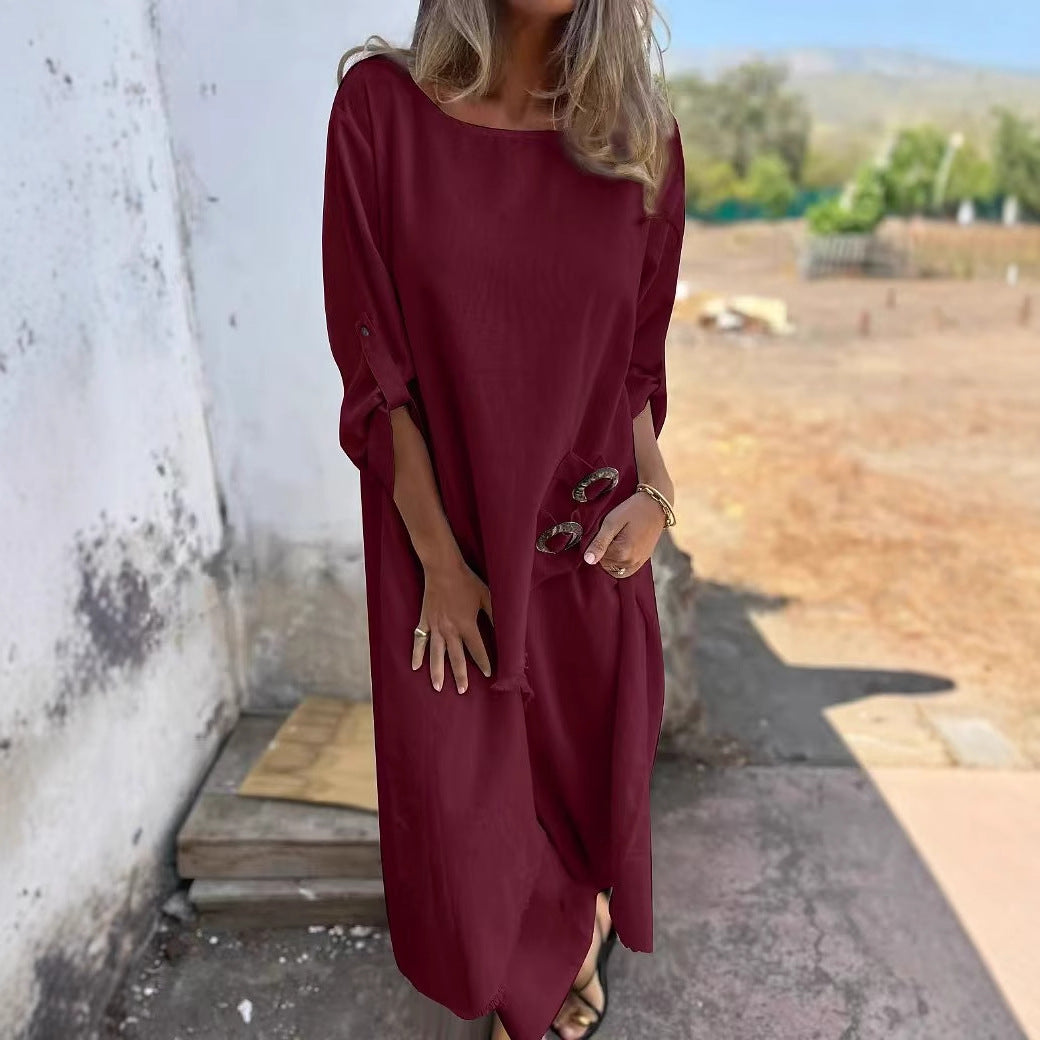 Boho Oversized Linen Look Two Piece Pant Set Frayed
