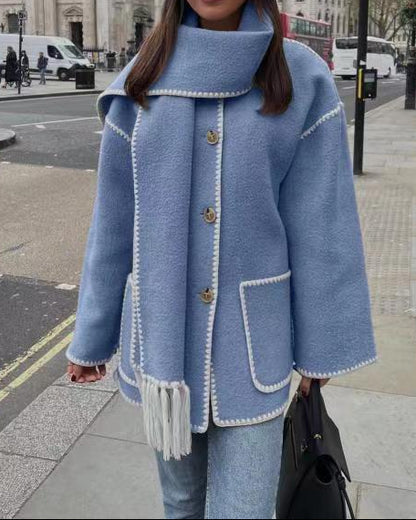 Women's Fringe Scarf Jacket Cropped Embroidered Coat