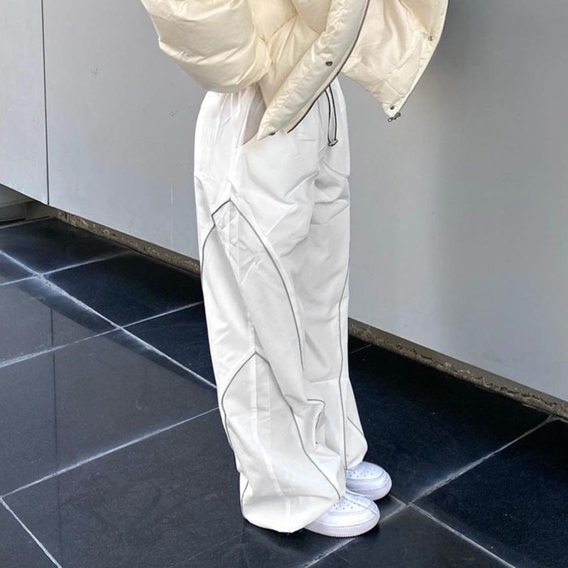 Women's High Waisted Parachute Pants Drawstring Wide Leg