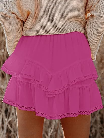Women’s High Waist Tiered Ruffle Mini Skirt