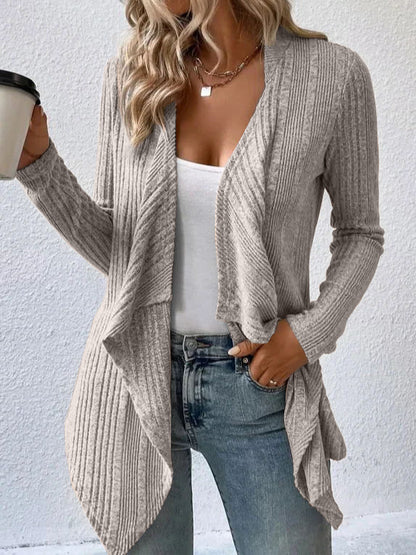 Women's Ribbed Open Front Cardigan Long Sleeve Knit Sweater