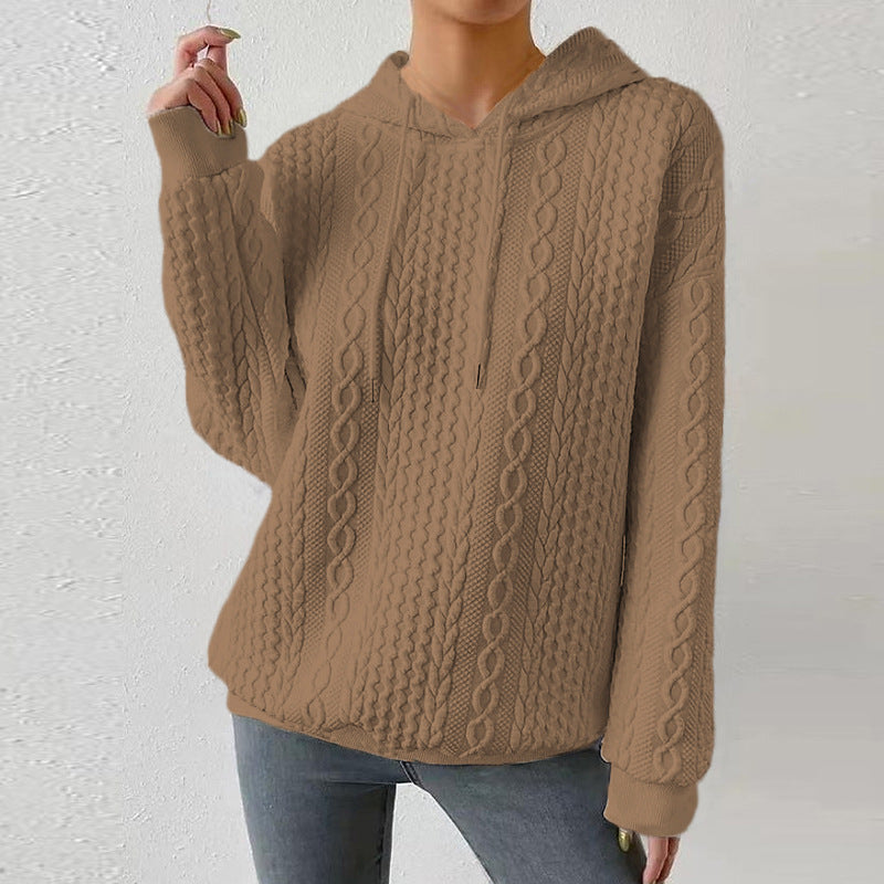 Women's Oversized Cable Knit Hoodie Sweater