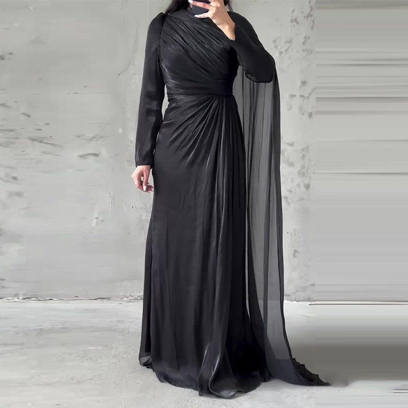 Women's Ruched Long Sleeve Bodycon Maxi Dress