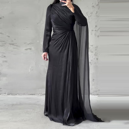 Women's Ruched Long Sleeve Bodycon Maxi Dress