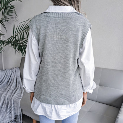 Knit Sweater Vest Women | V Neck Cable Knit Pullover
