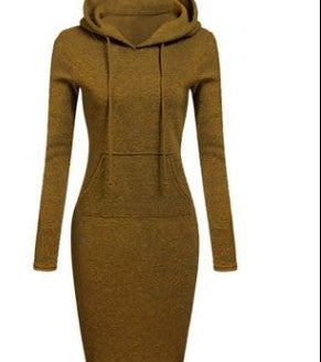 Women's Bodycon Hoodie Dress Long Sleeve Pocket