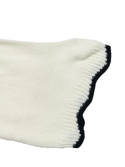 Contrast Scallop V Neck Knit Cropped Sweater