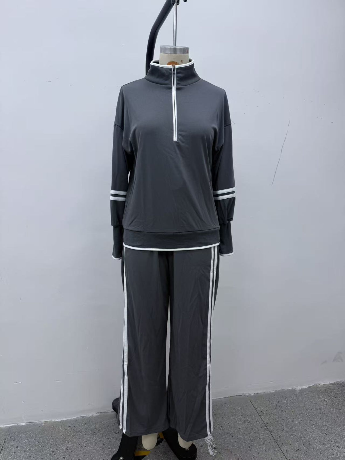 Women's Half Zip Sweatshirt Wide Leg Pants Matching Set